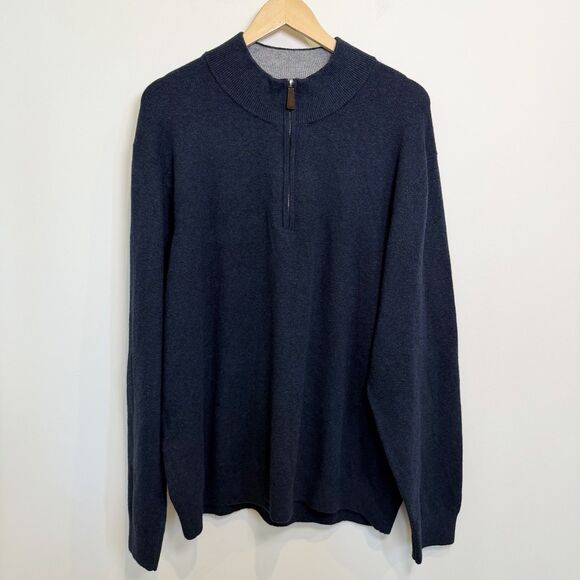 Faherty Sweater Mens XXL  Navy Blue Jackson 1/4 Zip Classic Warm Capsule - Picture 1 of 10